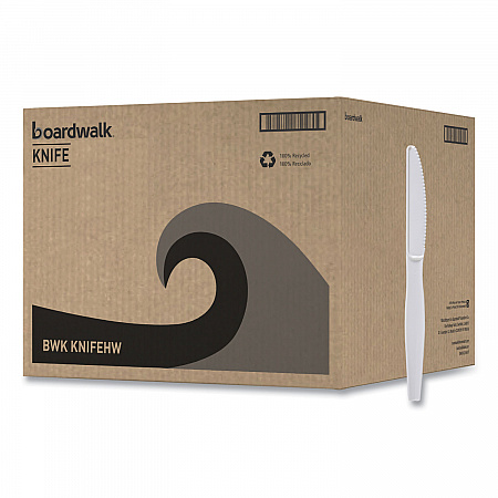 Heavyweight Polystyrene Cutlery, Knife, Plastic, White, 1,000/Carton (KNIFEHW)