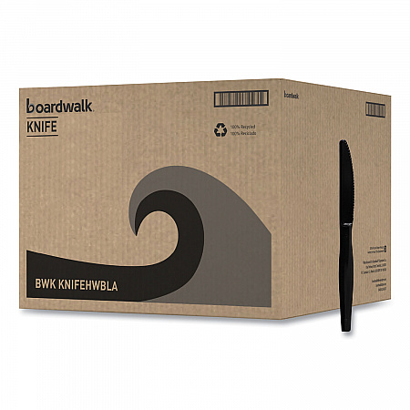 Heavyweight Polystyrene Cutlery, Knife, Plastic, Black, 1,000/Carton (KNIFEHWBLA)