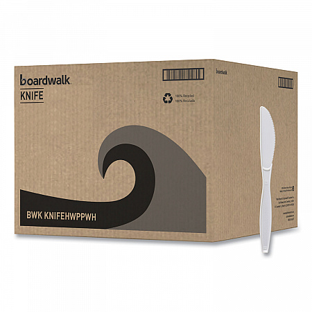Heavyweight Polypropylene Cutlery, Knife, Plastic, White, 1,000/Carton (KNIFEHWPPWH)