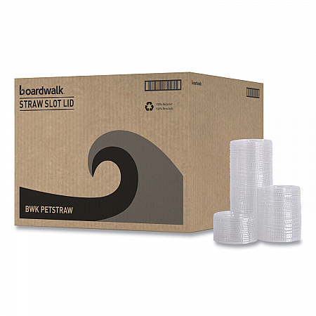 PET Cold Cup Lids, Fits 14 oz to 24 oz Cold Cups, Plastic, Clear, 100/Sleeve, 10 Sleeves/Carton (PETSTRAW)