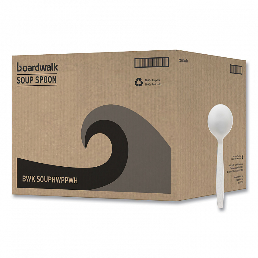 Heavyweight Polypropylene Cutlery, Soup Spoon, Plastic, White, 1,000/Carton (SOUPHWPPWH)