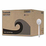 Mediumweight Polystyrene Cutlery, Soup Spoon, Plastic, White, 1,000/Carton (SOUPSPOON)