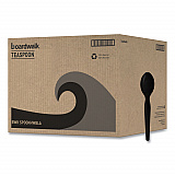 Heavyweight Polystyrene Cutlery, Spoon, Plastic, Black, 1,000/Carton (SPOONHWBLA)
