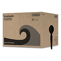 Heavyweight Polystyrene Cutlery, Spoon, Plastic, Black, 1,000/Carton (SPOONHWBLA)