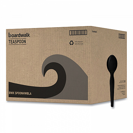 Heavyweight Polystyrene Cutlery, Spoon, Plastic, Black, 1,000/Carton (SPOONHWBLA)