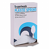 Mediumweight Polystyrene Cutlery, Spoon, Plastic, White, 100/Box (SPOONMWPSBX)