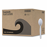 Mediumweight Polystyrene Cutlery, Spoon, Plastic, White, 100/Box, 10 Boxes/Carton (SPOONMWPSCT)