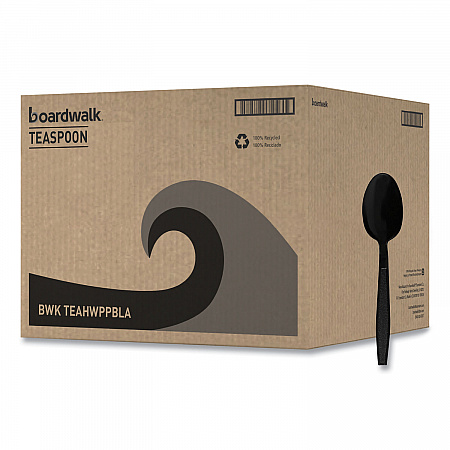 Heavyweight Polypropylene Cutlery, Spoon, Plastic, Black, 1,000/Carton (TEAHWPPBLA)