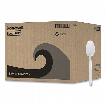 Heavyweight Polypropylene Cutlery, Spoon, Plastic, White, 1,000/Carton (TEAHWPPWH)