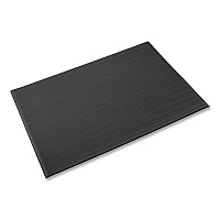 Ribbed Vinyl Anti-Fatigue Mat, Rectangular, Black Ribbed Surface, 36" x 12 ft (FL3612BK)