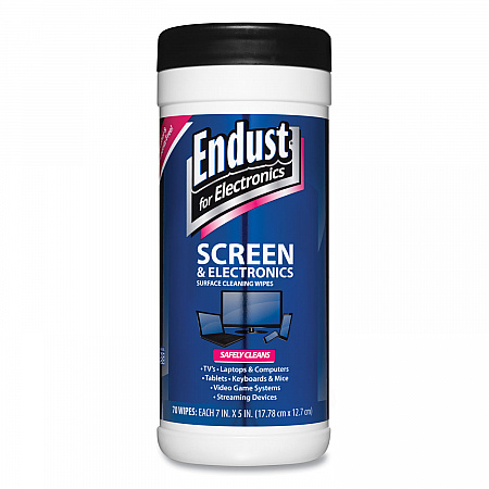 Antistatic Screen Cleaning Wipes, Premoistened, 5 x 7, Clean Scent, White, 70/Canister (11506)