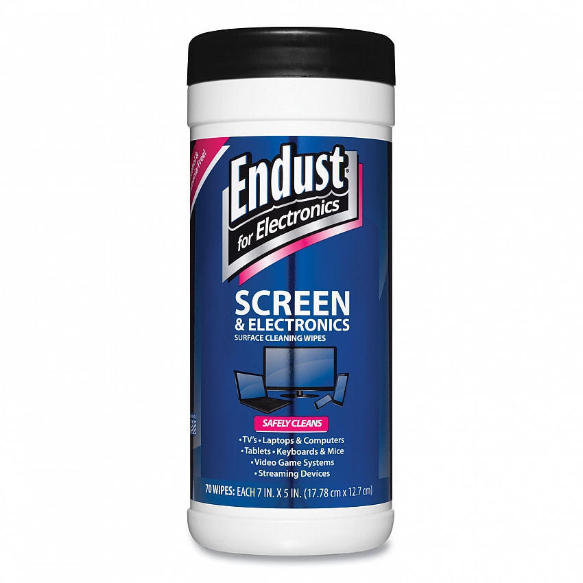Antistatic Screen Cleaning Wipes, Premoistened, 5 x 7, Clean Scent, White, 70/Canister (11506)