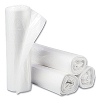 High-Density Commercial Can Liners, 30 gal, 10 mic, 30" x 37", Clear, Interleaved Roll, 25 Bags/Roll, 20 Rolls/Carton (S303710N)