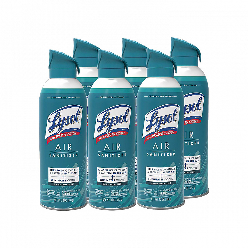 Air Sanitizer Spray, Simple Fresh Scent, 10 oz Aerosol Spray, 6/Carton (99350CT)