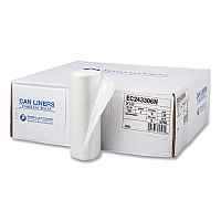 High-Density Commercial Can Liners, 16 gal, 6 mic, 24" x 33", Natural, Perforated Roll, 50 Bags/Roll, 20 Rolls/Carton (EC243306N)