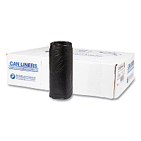 High-Density Commercial Can Liners, 16 gal, 8 mic, 24" x 33", Black, Interleaved Roll, 50 Bags/Roll, 20 Rolls/Carton (S243308K)