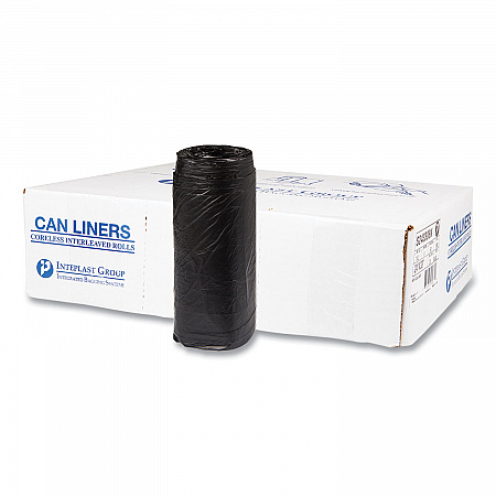 High-Density Commercial Can Liners, 16 gal, 8 mic, 24" x 33", Black, Interleaved Roll, 50 Bags/Roll, 20 Rolls/Carton (S243308K)