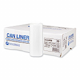 High-Density Commercial Can Liners, 16 gal, 8 mic, 24" x 33", Natural, Interleaved Roll, 50 Bags/Roll, 20 Rolls/Carton (S243308N)