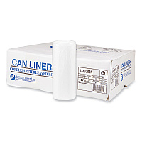 High-Density Commercial Can Liners, 16 gal, 8 mic, 24" x 33", Natural, Interleaved Roll, 50 Bags/Roll, 20 Rolls/Carton (S243308N)