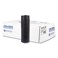High-Density Commercial Can Liners, 33 gal, 16 mic, 33" x 40", Black, Interleaved Roll, 25 Bags/Roll, 10 Rolls/Carton (S334016K)