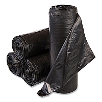 High-Density Commercial Can Liners, 33 gal, 22 mic, 33" x 40", Black, Interleaved Roll, 25 Bags/Roll, 10 Rolls/Carton (S334022K)