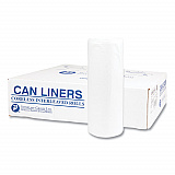 High-Density Commercial Can Liners, 55 gal, 14 mic, 36" x 60", Clear, Interleaved Roll, 25 Bags/Roll, 8 Rolls/Carton (S366014N)