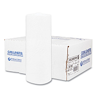 High-Density Commercial Can Liners, 55 gal, 17 mic, 36" x 60", Clear, Interleaved Roll, 25 Bags/Roll, 8 Rolls/Carton (S366017N)