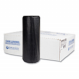 High-Density Commercial Can Liners, 60 gal, 22 mic, 38" x 60", Black, Interleaved Roll, 25 Bags/Roll, 6 Rolls/Carton (S386022K)