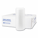High-Density Commercial Can Liners, 60 gal, 22 mic, 38" x 60", Clear, Interleaved Roll, 25 Bags/Roll, 6 Rolls/Carton (S386022N)