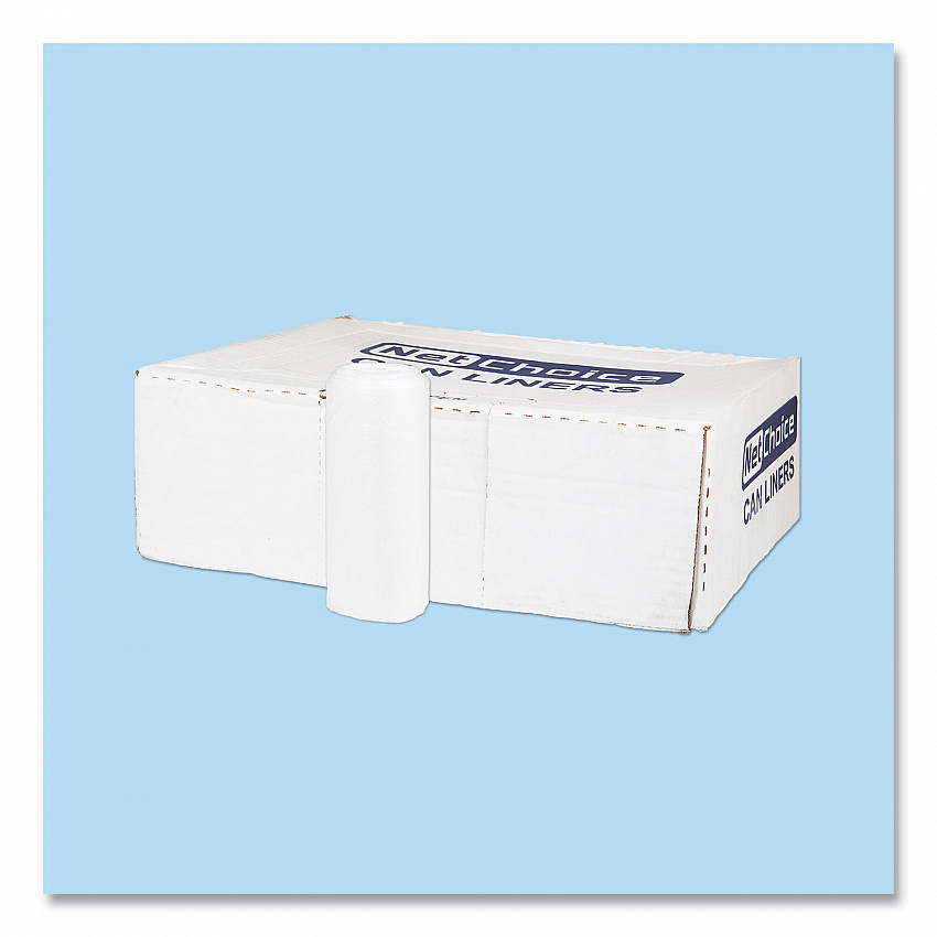 High-Density Commercial Can Liners, 45 gal, 12 mic, 40" x 48", Clear, Interleaved Roll, 25 Bags/Roll, 10 Rolls/Carton (S404812N)