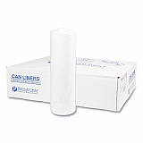 High-Density Commercial Can Liners, 45 gal, 14 mic, 40" x 48", Clear, Interleaved Roll, 25 Bags/Roll, 10 Rolls/Carton (S404814N)