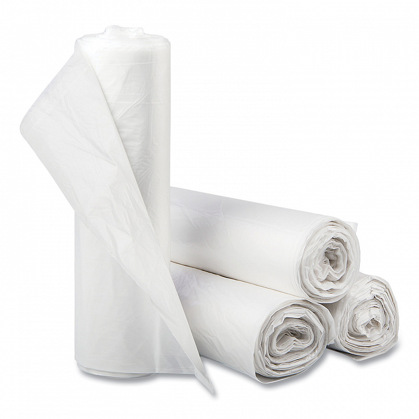 High-Density Commercial Can Liners, 56 gal, 16 mic, 43" x 48", Natural, Interleaved Roll, 25 Bags/Roll, 8 Rolls/Carton (S434816N)