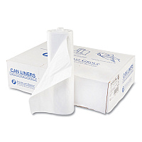 High-Density Commercial Can Liners, 56 gal, 17 mic, 43" x 48", Clear, Interleaved Roll, 25 Bags/Roll, 8 Rolls/Carton (S434817N)