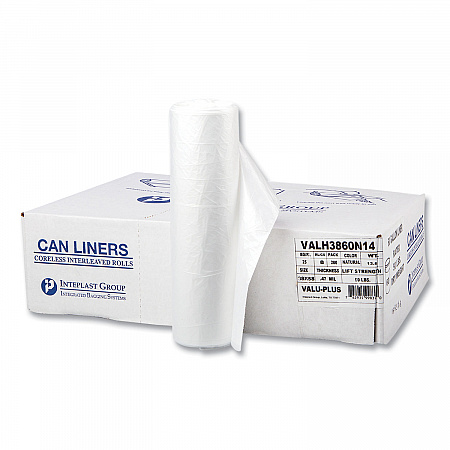 High-Density Commercial Can Liner Value Pack, 60 gal, 12 mic, 38