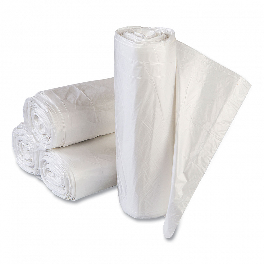 High-Density Commercial Can Liner Value Pack, 60 gal, 14 mic, 43" x 46", Clear, Interleaved Roll, 25 Bags/Roll, 8 Rolls/CT (VALH4348N16)