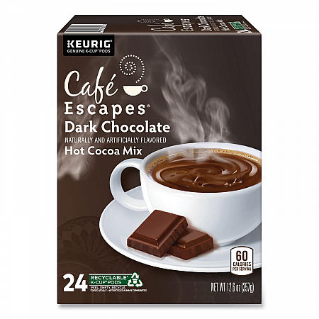 Cafe Escapes Dark Chocolate Hot Cocoa K-Cups, 24/Box (6802)