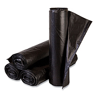 High-Density Commercial Can Liners, 10 gal, 6 mic, 24" x 24", Black, Perforated Roll, 50 Bags/Roll, 20 Rolls/Carton (EC242406K)