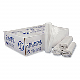 High-Density Commercial Can Liners, 30 gal, 16 mic, 30" x 37", Clear, Interleaved Roll, 25 Bags/Roll, 20 Rolls/Carton (S303716N)