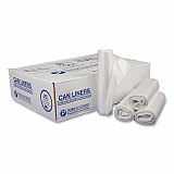 Low-Density Commercial Can Liners, 16 gal, 0.35 mil, 24" x 33", Clear, Perforated Roll, 50 Bags/Roll, 20 Rolls/Carton (SL2433LTN)