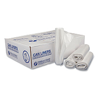 Low-Density Commercial Can Liners, 16 gal, 0.35 mil, 24" x 33", Clear, Perforated Roll, 50 Bags/Roll, 20 Rolls/Carton (SL2433LTN)