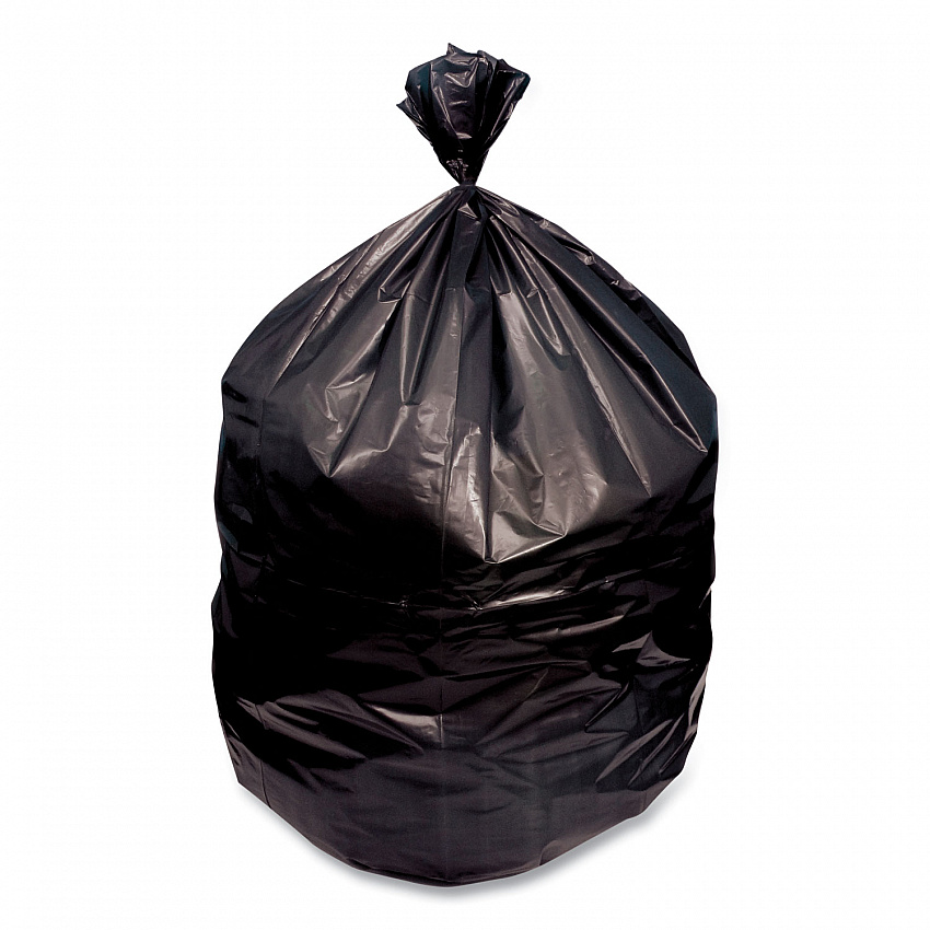 Low-Density Waste Can Liners, 23 gal, 0.9 mil, 28" x 45", Black, Perforated Roll, 25 Bags/Roll, 8 Rolls/Carton (2845SJB)