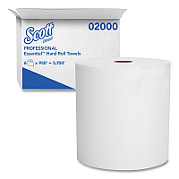 Essential High Capacity Hard Roll Towels for Business, Absorbency Pockets, 1-Ply, 8" x 950 ft, 1.75" Core, White, 6 Rolls/CT (02000)