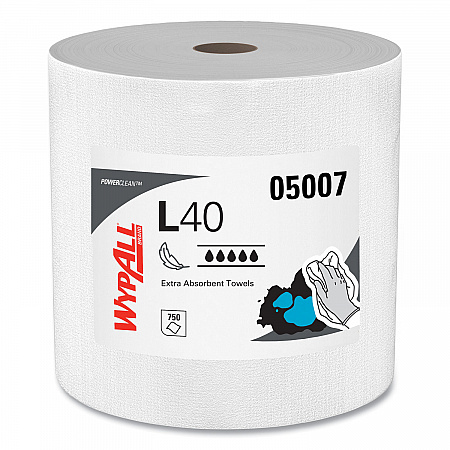 L40 Towels, Jumbo Roll, 12.5 x 12.2, White, 750/Roll (05007)