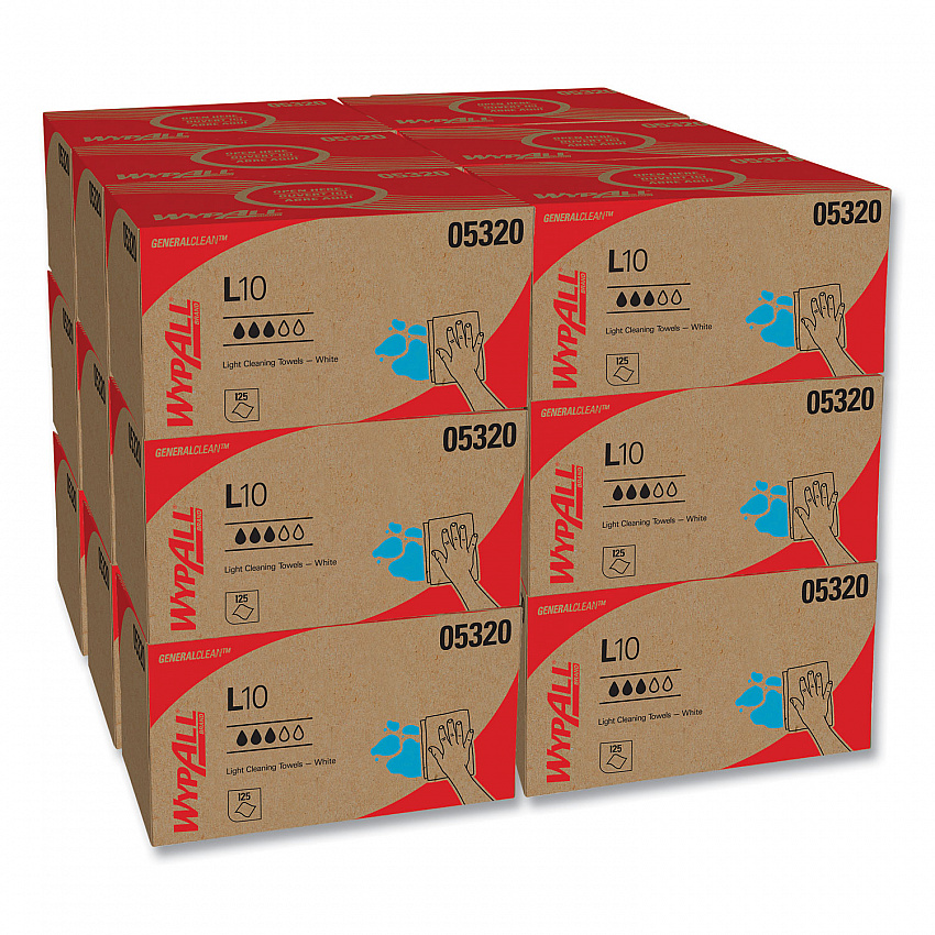 L10 Towels, POP-UP Box, 1-Ply, 9 x 10.5, White, 125/Box, 18 Boxes/Carton (05320)