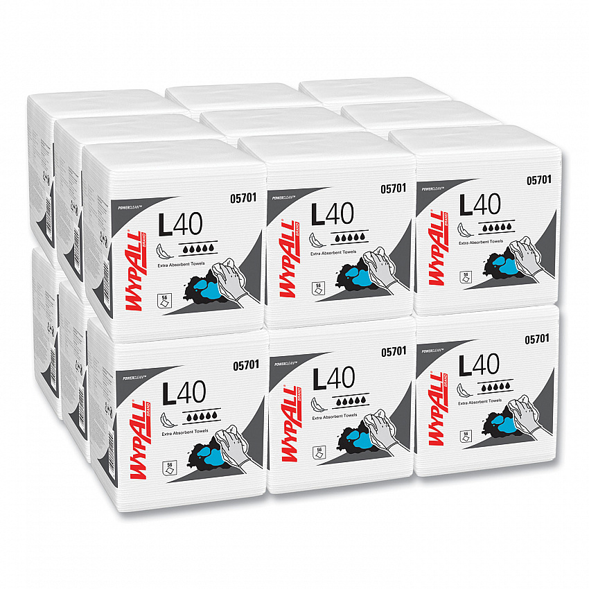 L40 Towels, 1/4 Fold, 12.5 x 12, White, 56/Box, 18 Packs/Carton (05701)