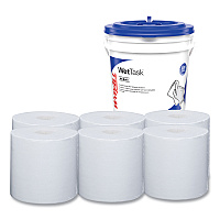 Power Clean Wipers for WetTask Customizable Wet Wiping System with (1) Bucket, 6 x 12, Unscented, 95/Roll, 6 Rolls/Carton (06001)