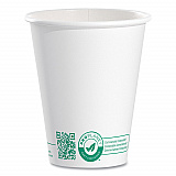 Compostable Paper Hot Cups, ProPlanet Seal, 8 oz, White/Green, 50/Pack (378PLAPLATPK)