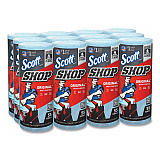 Shop Towels, Standard Roll, 1-Ply, 9.4 x 11, Blue, 55/Roll, 12 Rolls/Carton (75147)