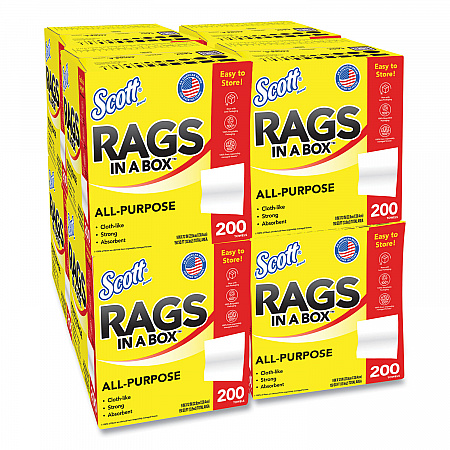 Rags in a Box, POP-UP Box, 12 x 9, White, 200/Box, 8 Boxes/Carton (75260CT)