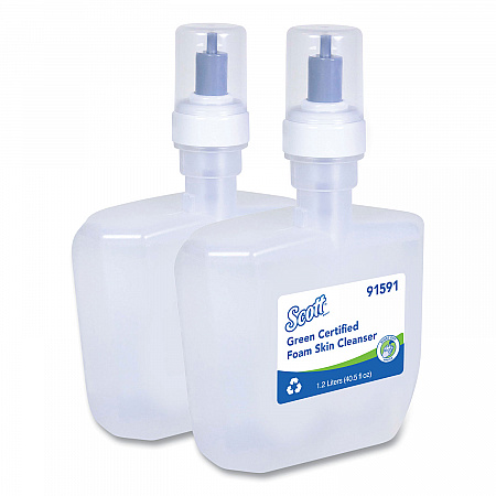 Essential Green Certified Foam Skin Cleanser Refill, Unscented, 1,200 mL, 2/Carton (91591)